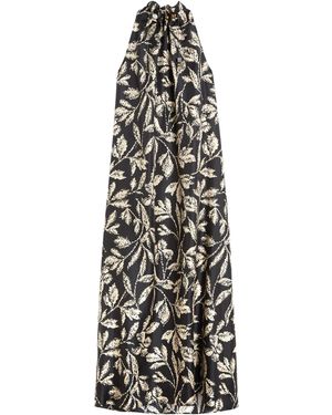 Max Mara Silk Twill Printed Maxi Dress - White