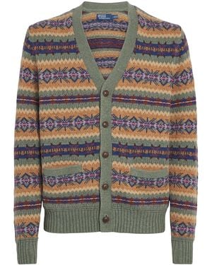 Polo Ralph Lauren Cotton-Wool-Linen Jacquard Cardigan - Gray