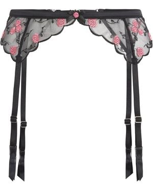 Fleur du Mal Rose And Vine Suspender Belt - Black