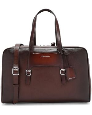 Santoni Leather Weekend Bag - Brown