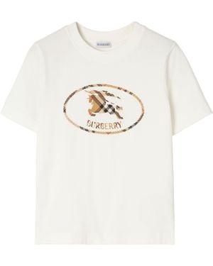 Burberry Cotton Check Ekd T-Shirt - White