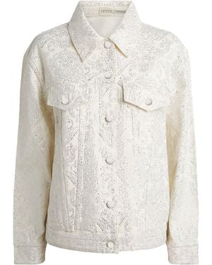 Alice + Olivia Embellished Jeff Denim Jacket - White