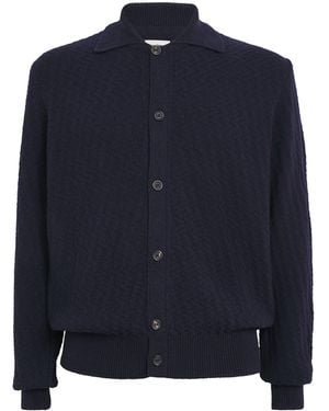 Oliver Spencer Wool Zigzag-Knit Cardigan - Blue
