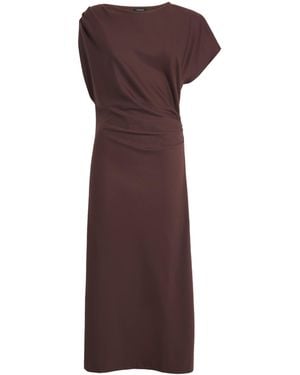 Yves Salomon Cotton-Silk Asymmetric Midi Dress - Brown
