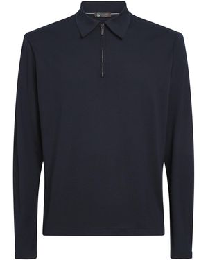 Colombo Kid Wool Quarter-Zip Polo Jumper - Blue