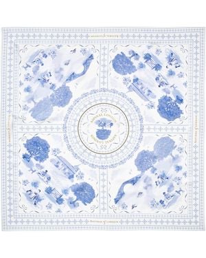 Aspinal of London Silk Landscape Scarf - Blue