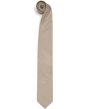 Eton Silk Geometric Tie - White