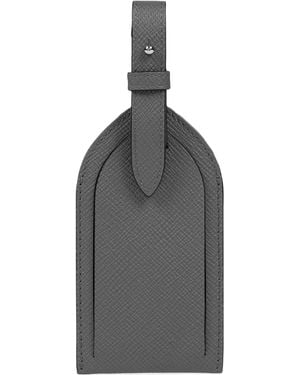 Smythson Leather Panama Luggage Tag - Grey