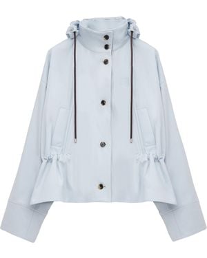 Loewe Peplum-Hem Hooded Parka - Blue