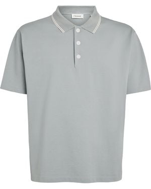FRAME Cotton Piqué Polo Shirt - Grey
