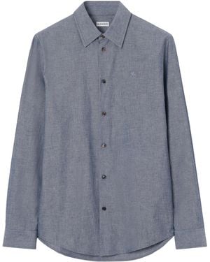 Burberry Cotton-Blend Chambray Ekd Shirt - Blue