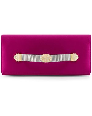 BVLGARI Satin Tubogas Evening Clutch Bag - Purple
