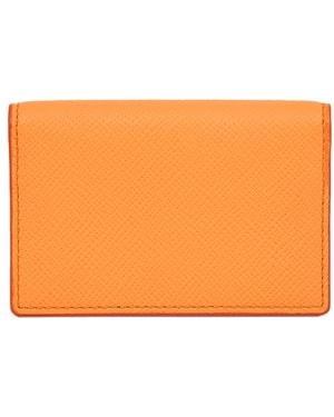 Smythson Calfskin Panama Folded Card Holder - Orange