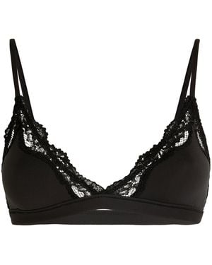 Skims Fits Everybody Lace-Trim Triangle Bralette - Black