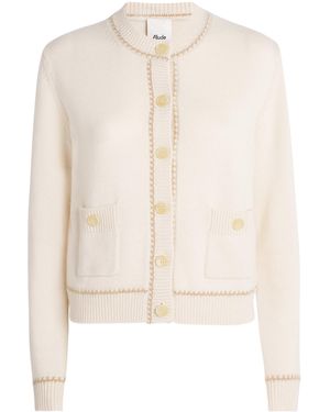 Allude Wool-Cashmere Button-Up Cardigan - White
