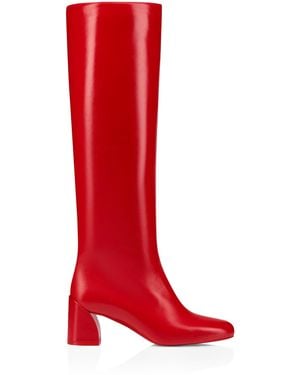 Christian Louboutin Janitta Leather Knee-High Boots 55 - Red