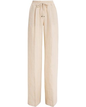 Kiton Linen Stripe Drawstring Trousers - Natural