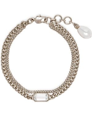 McQueen Crystal-Embellishment Skull Bracelet - Metallic