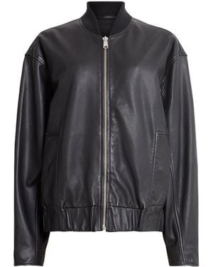 AllSaints Leather Yara Lea Bomber Jacket - Black