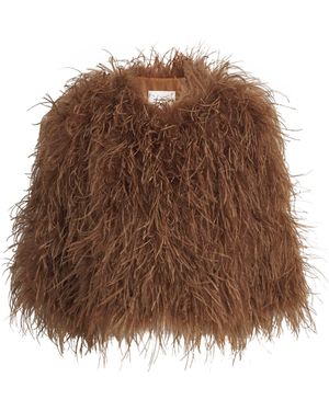 Yves Salomon Ostrich Feather Jacket - Brown