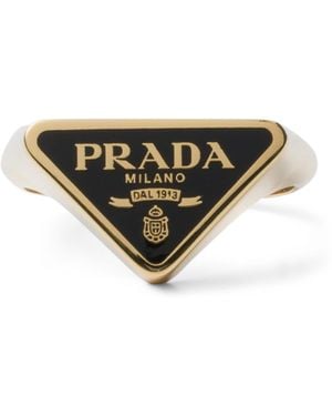 Prada Enamel Triangle Ring - Metallic