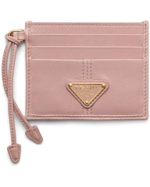 Prada Leather Triangle Card Holder - Pink