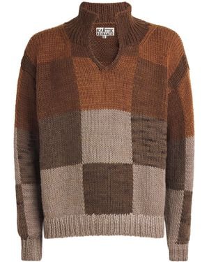 Kartik Research Wool Check Rugby Knit Jumper - Brown