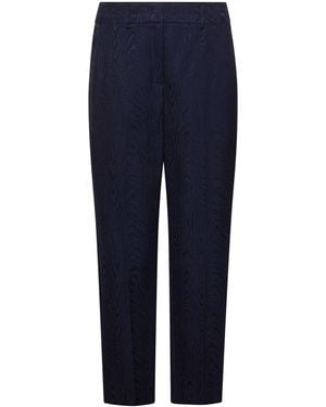 Marella Moiré Straight Trousers - Blue