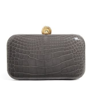 Ethan K Crocodile Leather Clutch Bag - Grey