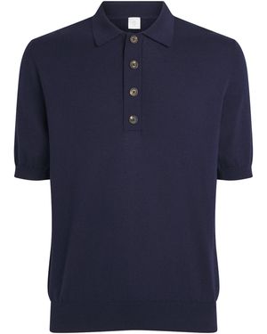 Eleventy Cotton-Cashmere Polo Shirt - Blue