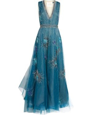 Cucculelli Shaheen Fireworks Embellished Gown - Blue