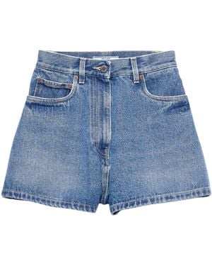 Prada Denim High-Waist Shorts - Blue