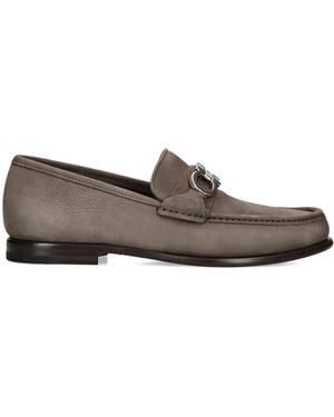 Ferragamo Nubuck Leather Avril Loafers - Brown