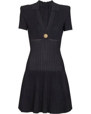 Balmain Flared Knit Dress - Black