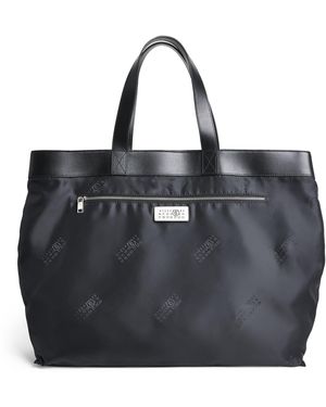 MM6 by Maison Margiela Calfskin-Trim Reverse Tote Bag - Black