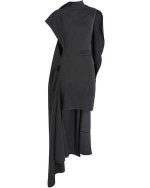 Loewe High-Neck Cape-Detail Dress - Black