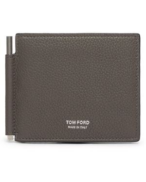 Tom Ford Grained Leather Money Clip Wallet - Black