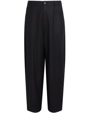 LE17SEPTEMBRE Wool Barrel-Leg Trousers - Black