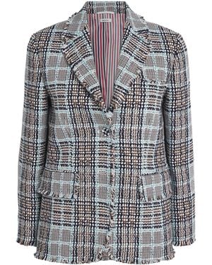 Thom Browne Tweed Check Sport Coat - Grey