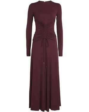 Max Mara Jersey Ruched Maxi Dress - Purple