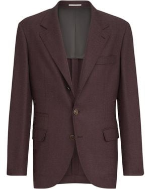 Brunello Cucinelli Mouliné Virgin Wool Twill Deconstructed Blazer - Brown