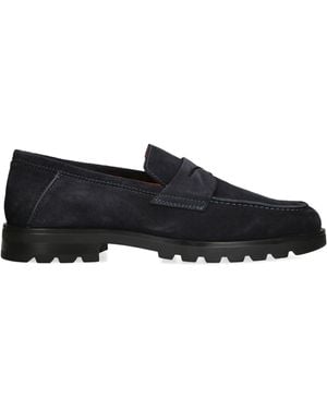 Santoni Suede Detroit Roccia Loafers - Black