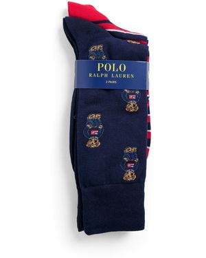Polo Ralph Lauren Polo Bear And Stripe Socks - Blue