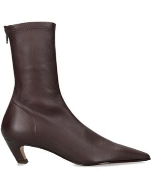 KHAITE Leather Arizona Ankle Boots 40 - Brown