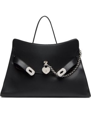 McQueen Calfskin Locke Top-Handle Bag - Black