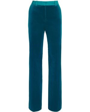 Rabanne Velvet Straight Tailored Trousers - Blue
