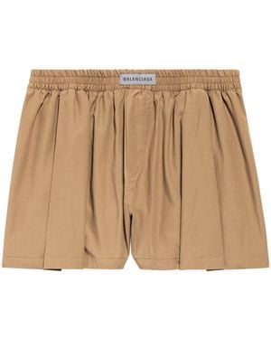 Balenciaga Wool-Blend Boxer-Style Shorts - Natural