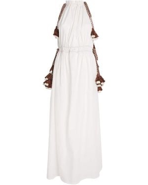 Escvdo Cotton Tassel Mati Maxi Dress - White