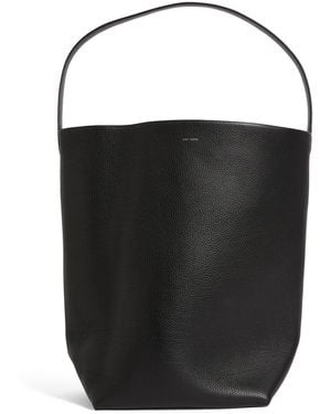 The Row Large N/S Park Leather Tote Bag - Black