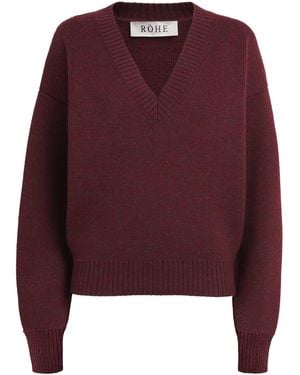 Rohe Wool V-Neck Jumper - Red